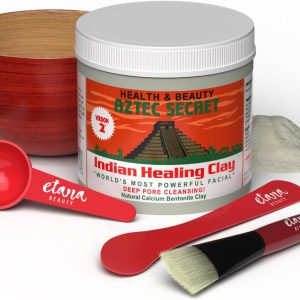 Aztec Secret Essential Indian Clay Mask Kit by Etana – 100% Natural Calcium Bentonite for Deep Pore Cleansing - Facial, Hair & Body Detox Set With Accessories