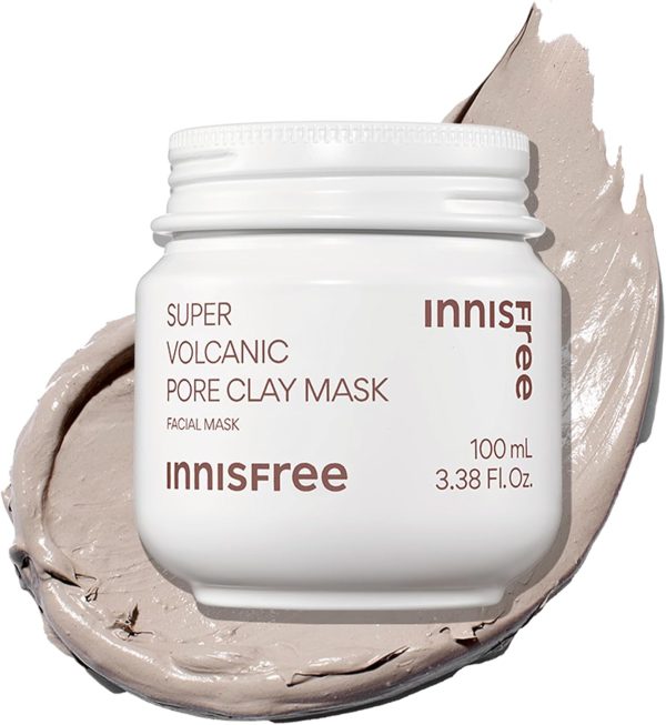 innisfree Super Volcanic Pore Clay Mask, Korean Pore Clearing Clay Mask with Volcanic Clusters and AHA