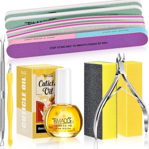 TsMADDTs Nail Buffers and Files, Nail Buffer Blocks, 2PCS Polishing Nail Buffers, Cuticle Nippers, Cuticle Pusher and Cuticle Oil